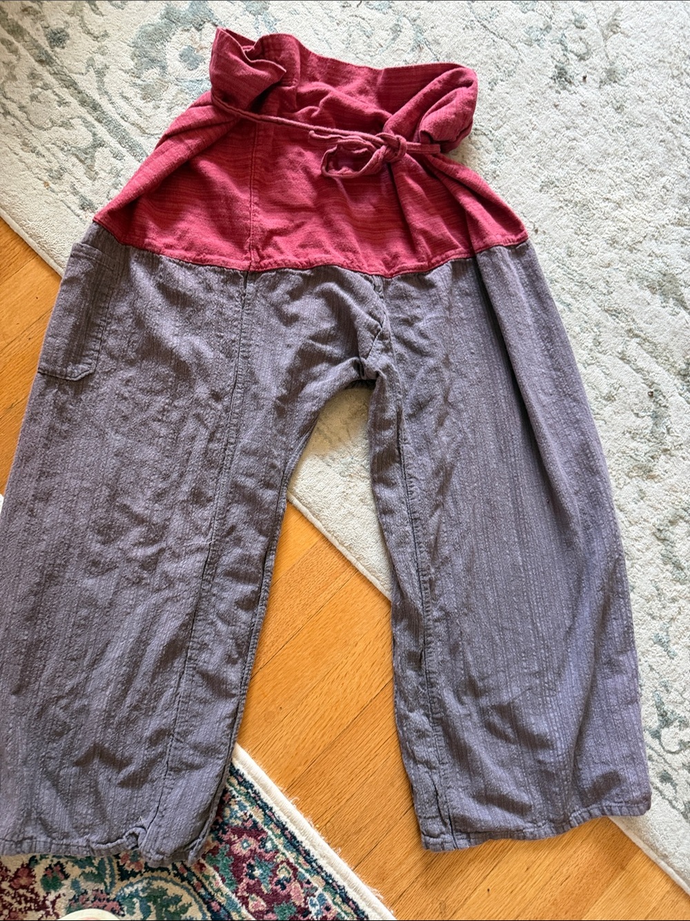 Two-Tone Kids Relaxed Waist Pants - Pink and Gray